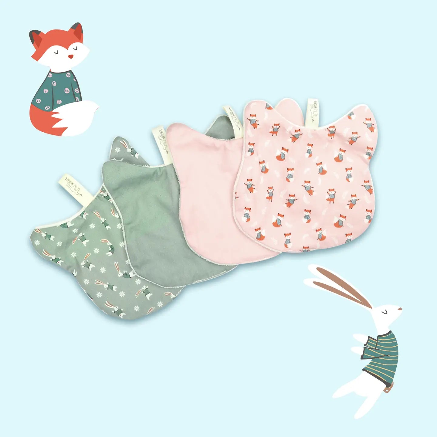 Lot de 4 Lingettes tête de chat - modèle "Louise-Ophélie