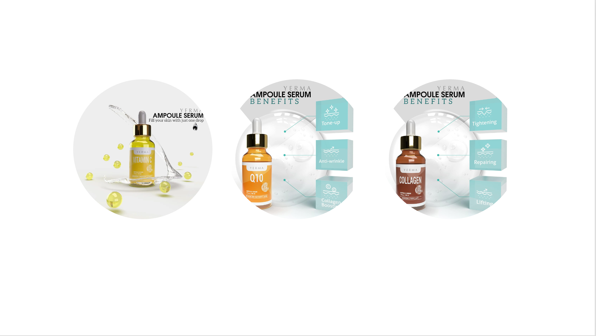 Kit d’Ampoules Yerma – Éclat, Fermeté & Énergie Cellulaire  Ampoules Concentrées – Q10 + Collagène + Vitamine C